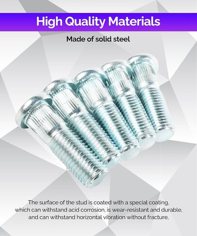 RACOONA 5PCS Wheel Studs,Lug Studs,M12-1.50 Wheel Lug Studs Serrated Wheel Stud,Car Accessories Serrated Wheel Studs Lug Stud,Wheel Stud Replacement,Compatible with Most Car Models in Saudi Arabia