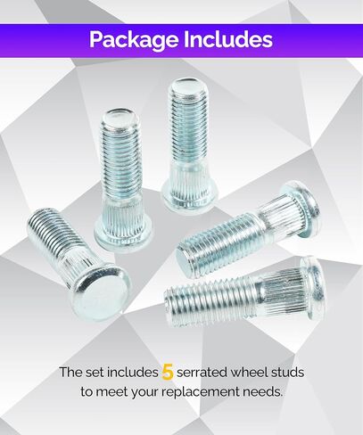 RACOONA 5PCS Wheel Studs,Lug Studs,M12-1.50 Wheel Lug Studs Serrated Wheel Stud,Car Accessories Serrated Wheel Studs Lug Stud,Wheel Stud Replacement,Compatible with Most Car Models in Saudi Arabia