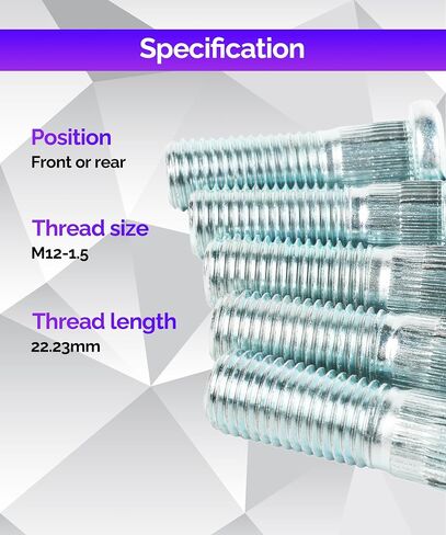 RACOONA 5PCS Wheel Studs,Lug Studs,M12-1.50 Wheel Lug Studs Serrated Wheel Stud,Car Accessories Serrated Wheel Studs Lug Stud,Wheel Stud Replacement,Compatible with Most Car Models in Saudi Arabia