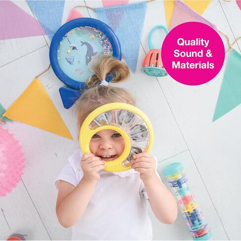 الدف الكلاسيكي للأطفال من إيدوشيب، أخضر - آلة موسيقية إيقاعية الدف للأطفال الصغار من 1 إلى 3 سنوات، وقت المرح على البطن للأطفال، محرك دقيق، تطوير حسي سمعي وبصري in Kuwait