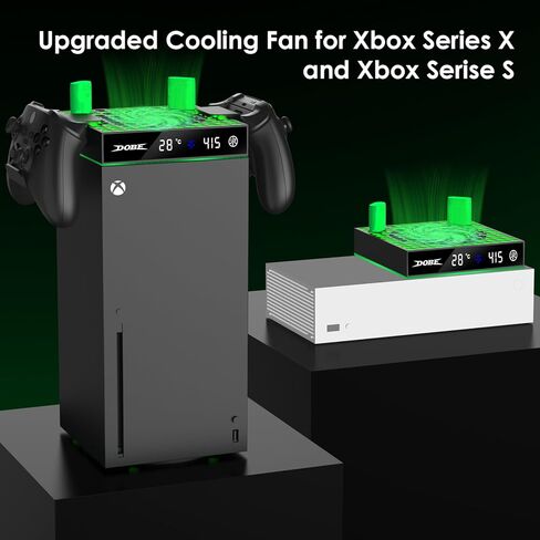 مروحة تبريد لأجهزة Xbox Series X وS، مروحة تبريد Xbox Series X مع مفتاح تشغيل/إيقاف تلقائي، سرعة المروحة قابلة للتعديل حسب درجة الحرارة، شاشة LED، ضوضاء منخفضة، 2.0 منافذ USB وبطارية قابلة لإعادة الشحن 2 × 1100 مللي أمبير في الساعة in Kuwait