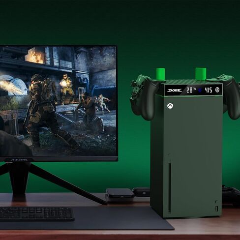 مروحة تبريد لأجهزة Xbox Series X وS، مروحة تبريد Xbox Series X مع مفتاح تشغيل/إيقاف تلقائي، سرعة المروحة قابلة للتعديل حسب درجة الحرارة، شاشة LED، ضوضاء منخفضة، 2.0 منافذ USB وبطارية قابلة لإعادة الشحن 2 × 1100 مللي أمبير في الساعة in Kuwait