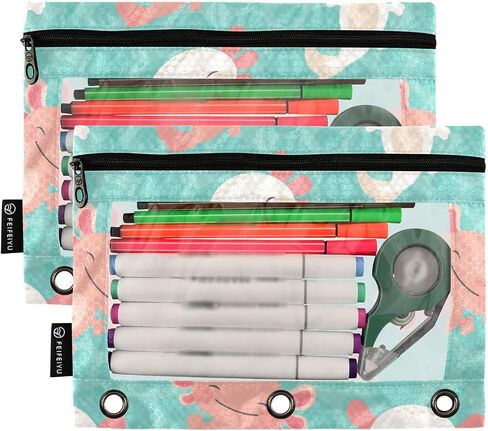 Gredecor Binder Pencil Pouch 3 Ring Western Cactus Cowboy Boho Zipper Pencil Pouches Case 2 Pack Clear Binder Organizer for School Office in Saudi Arabia