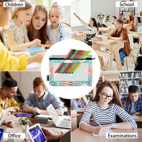 Gredecor Binder Pencil Pouch 3 Ring Western Cactus Cowboy Boho Zipper Pencil Pouches Case 2 Pack Clear Binder Organizer for School Office in Saudi Arabia
