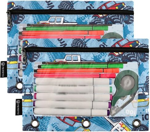 Gredecor Binder Pencil Pouch 3 Ring Western Cactus Cowboy Boho Zipper Pencil Pouches Case 2 Pack Clear Binder Organizer for School Office in Saudi Arabia
