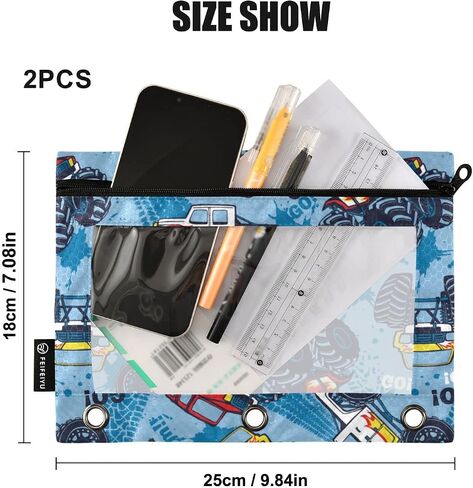Gredecor Binder Pencil Pouch 3 Ring Western Cactus Cowboy Boho Zipper Pencil Pouches Case 2 Pack Clear Binder Organizer for School Office in Saudi Arabia