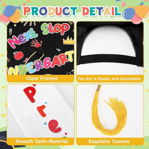 Preschool Graduation Cap and Stole for Kids Next Stop Kindergarten Cap with Tassel Unisex Printed Preschool Graduation Sash in Saudi Arabia
