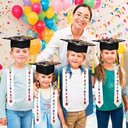 Preschool Graduation Cap and Stole for Kids Next Stop Kindergarten Cap with Tassel Unisex Printed Preschool Graduation Sash in Saudi Arabia