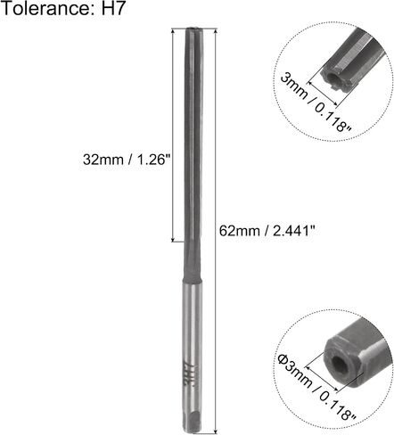 uxcell Hand Reamers, 3.5mm H7 Metric Reamer Drill Bit for Metal Wood Hole Reaming, Straight Flute High Speed Steel (HSS) Tool in Saudi Arabia