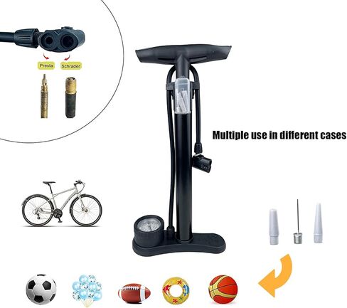 مضخة دراجة أرضية من ثالوس مع مقياس الضغط العالي 140 رطل لكل بوصة مربعة تناسب صمام شريدر وبريستا مضخة إطار دراجة لكرات دراجة الطريق الجبلية in Kuwait