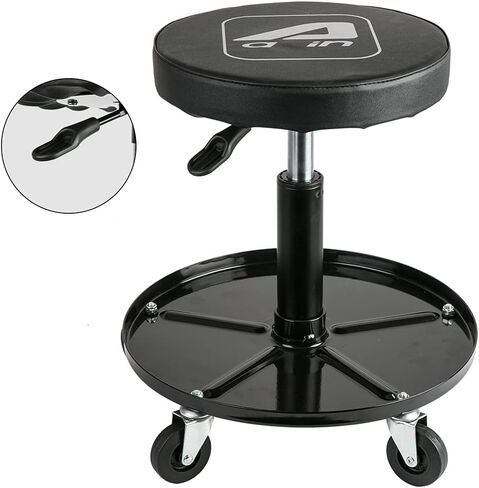 Aain LT2A مقعد ميكانيكي قابل للتعديل للخدمة الشاقة ومقعد دوار قابل للتعديل وزاحف بلاستيكي ميكانيكي Pro-LifT 36 بوصة - جسم HDPE مريح مصبوب بالنفخ مع مسند رأس مبطن بسعة 300 رطل باللون الأحمر in Kuwait