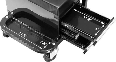 مقعد المرآب/المتجر من TCE مع ثلاثة أدراج مدمجة، مقعد زاحف ميكانيكي مبطن، أسود، APD2016AU in Kuwait