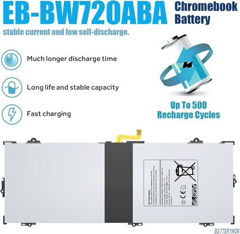 بطارية EB-BW720ABA ChromeBook لجهاز Samsung ChromeBook 4 4+ XE310XBA XE350XBA ChromeBook Plus V2 XE520QAB XE521QAB، Galaxy Book 12 SM-W720 SM-W723 ChromeBook LTE 12.2 بوصة XE525QBB كمبيوتر محمول BA43-00390A in Kuwait