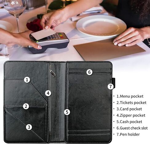Server Book Organizer, Cartoon Cat Server Books for Waitress, PU Leather Waiter Book Organizer with Zipper Pocket Guest Checks Books Holder for Restaurant Fit Server Apron in Saudi Arabia