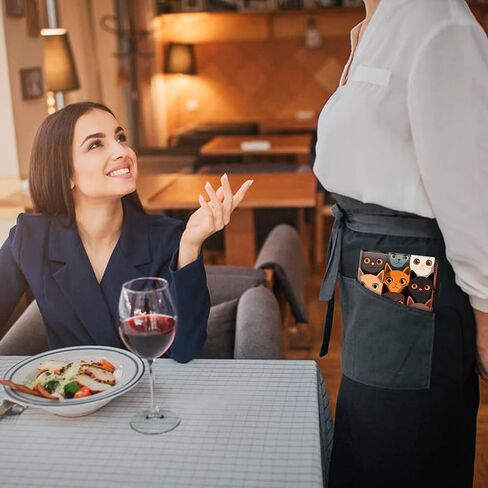 Server Book Organizer, Cartoon Cat Server Books for Waitress, PU Leather Waiter Book Organizer with Zipper Pocket Guest Checks Books Holder for Restaurant Fit Server Apron in Saudi Arabia