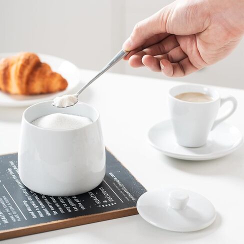 Sugar and Creamer Set, 4 Piece with Cream Pitcher, Sugar Bowl with Lid and Spoon, Sugar Tongs in Kuwait