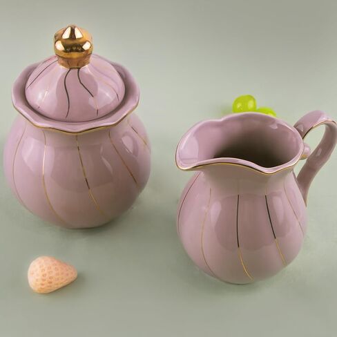 HSYTEK Royal Sugar and Creamer Set for Coffee Bar, Porcelain Sugar and Creamer Set with Lids, Tea Sets Accessories, White in Saudi Arabia