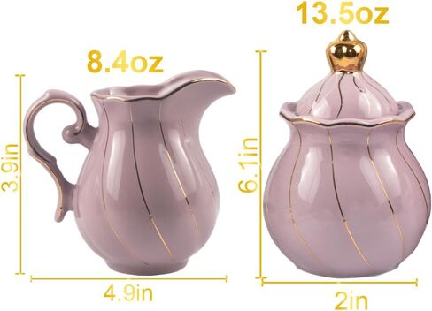 HSYTEK Royal Sugar and Creamer Set for Coffee Bar, Porcelain Sugar and Creamer Set with Lids, Tea Sets Accessories, White in Saudi Arabia