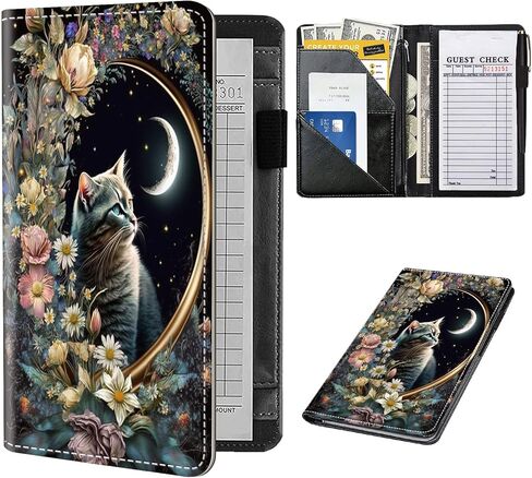 Server Book for Waitress,Leather Waitress Book Organizer with Zipper Pocket Waiter Book Server Wallet Fit Server Apron and Guest Check Books for Servers Waitress Notepad,Cute Green Sea Turtles in Kuwait