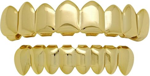 مجموعة The Bling Factory مطلية بالذهب عيار 24 قيراط مكونة من 8 أسنان علوية وسفلية قابلة للإزالة + قطعة قماش تلميع in Kuwait