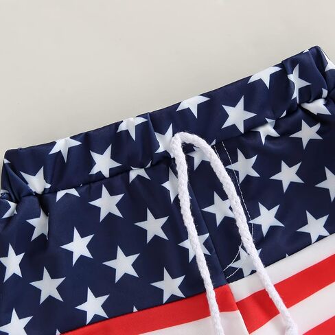 Dewadbow Kid Boy American Flag Swim Trunk Stars and Stripes Patchwork Swimsuit Batching Suit Drawstring Beach Swimming Shorts in Saudi Arabia