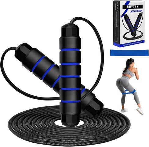 Jump Rope, Tangle-Free Rapid Speed Jumping Rope with Ball Bearings, Skipping Rope with Foam Handles for Women Men Kids, Adjustable Jump Rope for Fitness Workout Aerobic Exercise in Saudi Arabia