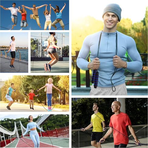 Jump Rope, Tangle-Free Rapid Speed Jumping Rope with Ball Bearings, Skipping Rope with Foam Handles for Women Men Kids, Adjustable Jump Rope for Fitness Workout Aerobic Exercise in Saudi Arabia