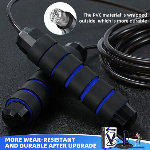 Jump Rope, Tangle-Free Rapid Speed Jumping Rope with Ball Bearings, Skipping Rope with Foam Handles for Women Men Kids, Adjustable Jump Rope for Fitness Workout Aerobic Exercise in Saudi Arabia