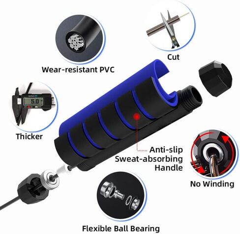 Jump Rope, Tangle-Free Rapid Speed Jumping Rope with Ball Bearings, Skipping Rope with Foam Handles for Women Men Kids, Adjustable Jump Rope for Fitness Workout Aerobic Exercise in Saudi Arabia