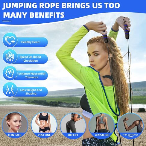 Jump Rope, Tangle-Free Rapid Speed Jumping Rope with Ball Bearings, Skipping Rope with Foam Handles for Women Men Kids, Adjustable Jump Rope for Fitness Workout Aerobic Exercise in Saudi Arabia