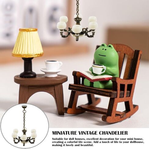1:12 Dollhouse Ceiling Lamp Model, Miniature Chandelier Lamp, Mini Ceiling Lamp for Dollhouse (Bronze), Small in Saudi Arabia