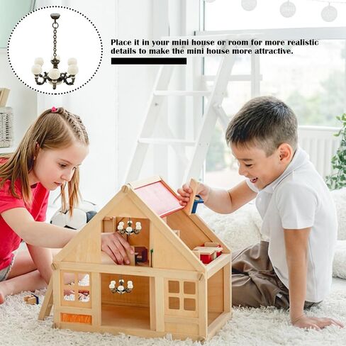 1:12 Dollhouse Ceiling Lamp Model, Miniature Chandelier Lamp, Mini Ceiling Lamp for Dollhouse (Bronze), Small in Saudi Arabia