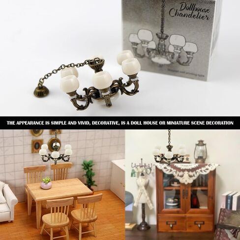 1:12 Dollhouse Ceiling Lamp Model, Miniature Chandelier Lamp, Mini Ceiling Lamp for Dollhouse (Bronze), Small in Saudi Arabia