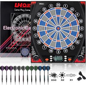 Electronic Dartboard, Dual Speakers with Automatic Voice Announcing Score, High Definition LCD Display, Includes 12 Soft Tip Darts, Suitable for Family Gatherings Bar Entertainment in Saudi Arabia
