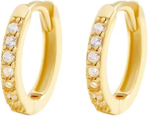 Mint & Lily Pavé Huggie Hoop Earrings for Women, 18K Gold Plated Over Sterling Silver Earrings in Kuwait