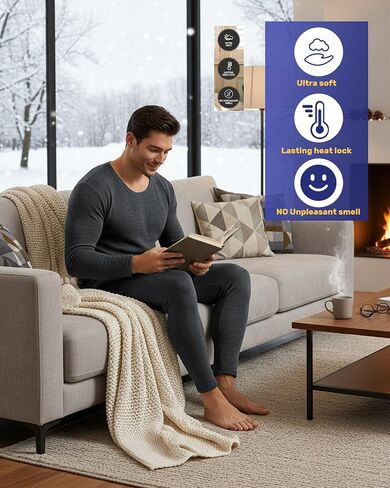Jecery 3 Set Thermal Underwear for Men Fleece Lined Long Underwear Winter Base Layer Thermals Top and Bottom Set Cold Weather in Saudi Arabia