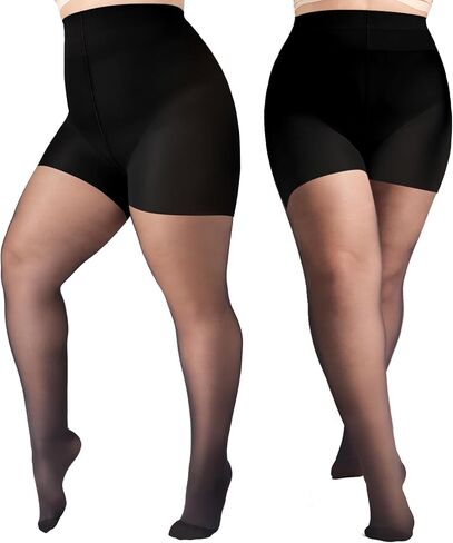 2 Pairs Plus Size Control Top Pantyhose Ultra-High Waist Tights 40D Sheer Shaping Support Stockings in Saudi Arabia