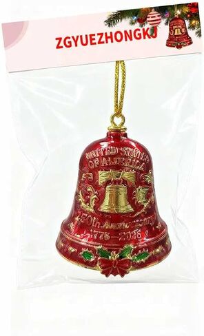 Christmas Bells, United States 250th Anniversary Bell Ornament, Vintage, Metal Hanging Bell Christmas Tree Decorations, Patio, Or Outdoor Decorations (1Red+1Blue) in Saudi Arabia