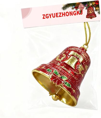 Christmas Bells, United States 250th Anniversary Bell Ornament, Vintage, Metal Hanging Bell Christmas Tree Decorations, Patio, Or Outdoor Decorations (1Red+1Blue) in Saudi Arabia
