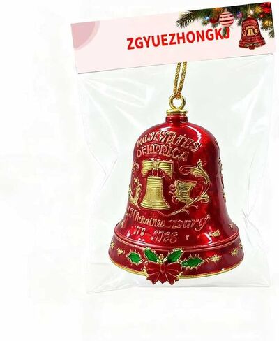 Christmas Bells, United States 250th Anniversary Bell Ornament, Vintage, Metal Hanging Bell Christmas Tree Decorations, Patio, Or Outdoor Decorations (1Red+1Blue) in Saudi Arabia