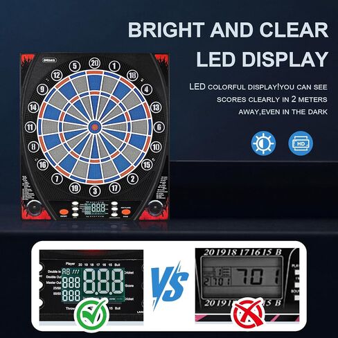 Electronic Dartboard, Dual Speakers with Automatic Voice Announcing Score, High Definition LCD Display, Includes 12 Soft Tip Darts, Suitable for Family Gatherings Bar Entertainment in Saudi Arabia