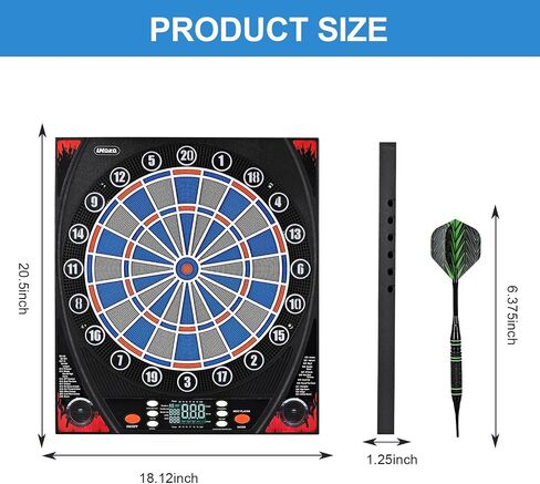 Electronic Dartboard, Dual Speakers with Automatic Voice Announcing Score, High Definition LCD Display, Includes 12 Soft Tip Darts, Suitable for Family Gatherings Bar Entertainment in Saudi Arabia