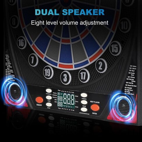 Electronic Dartboard, Dual Speakers with Automatic Voice Announcing Score, High Definition LCD Display, Includes 12 Soft Tip Darts, Suitable for Family Gatherings Bar Entertainment in Saudi Arabia