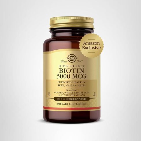 Solgar Biotin 5000 mcg - Supports Healthy Skin, Nails & Hair - Supports Energy Production & Metabolism - Vitamin B - Non-GMO, Vegan, Gluten Free - 180 Count in Saudi Arabia