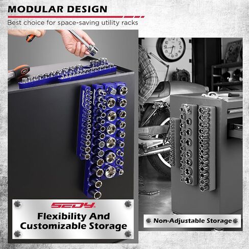 6-Piece 1/4" 3/8" 1/2"-Driver Metric Magnetic Socket Organizer Set (Holds 75 Sockets) - Detachable Tool Tray with 5mm Magnetic Base for Garage/Home(Sockets Not Included) in Saudi Arabia