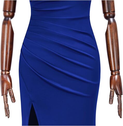 Miusol Women's Elegant Off Shoulder Split Wedding Bridesmaid Maxi Dress in Kuwait