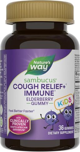 Nature's Way Sambucus Relief Elderberry Gummies for Kids with Vitamin C, Zinc, and South African Geranium, Immune Support*, 60 Gummies in Saudi Arabia