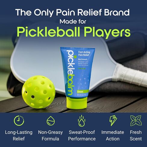 Pickleball Post-Game Muscle Pain Relief Cream with 4% Lidocaine, Arnica, Menthol, Cucumber Seed Extract for Shoulders, Knees, Wrists, and More, 4oz Cream in Saudi Arabia