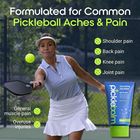 Pickleball Post-Game Muscle Pain Relief Cream with 4% Lidocaine, Arnica, Menthol, Cucumber Seed Extract for Shoulders, Knees, Wrists, and More, 4oz Cream in Saudi Arabia