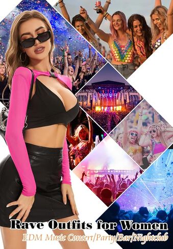 Zando Mesh Crop Tops for Women - Sexy Rave Outfits for Women Beloro Shurg See Through Top Sheer Long Sleeve Arm Cover Up in Kuwait